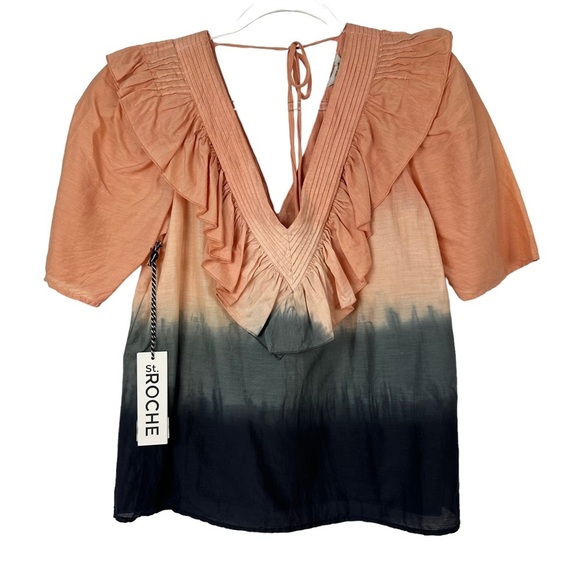 St. Roche V Neck Sabine Top Praline Wild Rose Puff Sleeves Blouse Sizes 6 & 8 - Picture 3 of 13